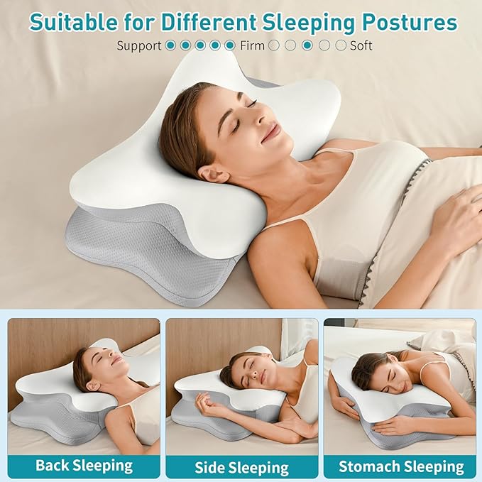 Besyodo Cervical Pillow for Neck Pain Relief, Ergonomic Neck Pillow for Sleeping Contour Memory Foam Pillows, Orthopedic Bed Pillow for Side Back Stomach Sleepers