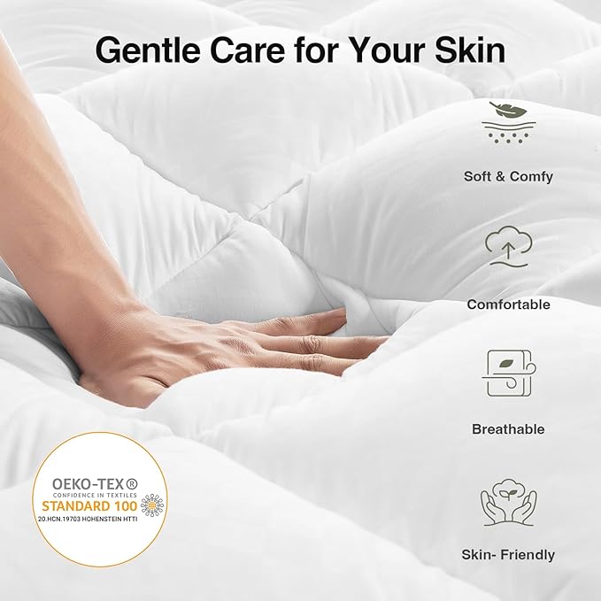 Novilla California King Mattress Topper, Soft Pillow Top for Dorm Bed, Breathable Quilted Mattress Pad Cover with Deep Pocket, Down Alternative Fill, Machine Washable Back to School Essentials