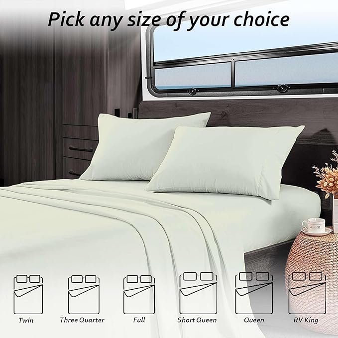 Full RV Camper Sheet Set (54x75) – 100% Egyptian Cotton, Soft & Cooling, 16” Deep Pocket Fitted Sheet, Luxury Hotel Quality Bedding for RVs, Campers & Motorhomes (Ivory Solid)