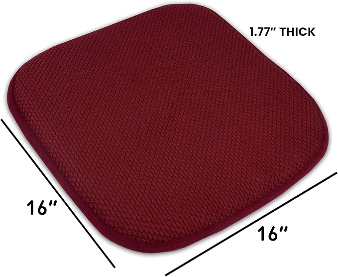 4 Pack Memory Foam Honeycomb Nonslip Back 16" x16" Chair/Seat Cushion Pad