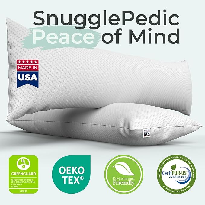 Snuggle-Pedic Body Pillow for Adults, Cozy Comfort Down Alternative Pregnancy Pillows - Soft, Supportive, Breathable Side Sleepers Maternity Pillow - Long Cuddle Pillow for Bed, 20x54 Full Body Pillow
