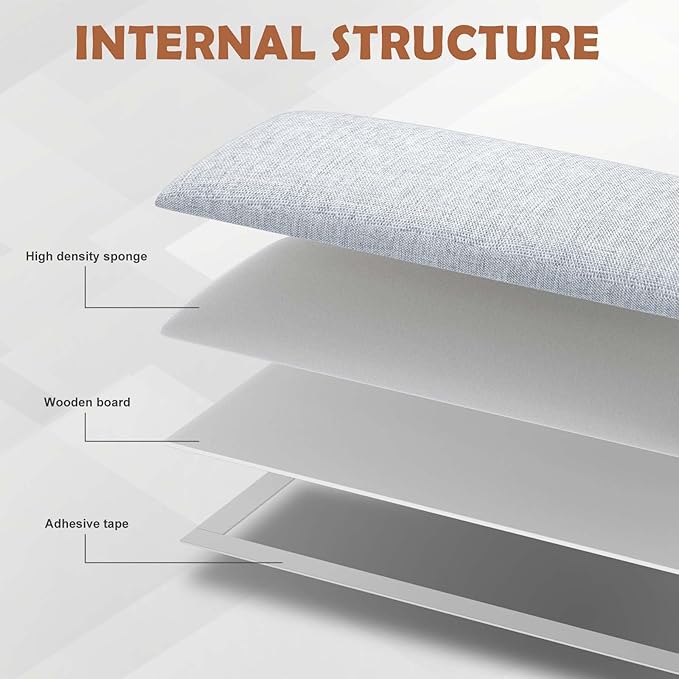 IFNOW Upholstered Wall Mounted Headboard, 3D Soundproof Wall Panels Peel and Stick Headboard for King Size, Reusable and Removable Tufted Bed Headboard in Blue White(12 Panels, 10" x 24")