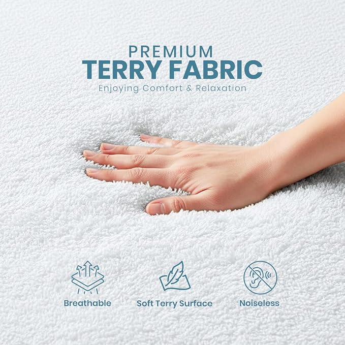 King Size Mattress Protector Waterproof 2 Pack, Premium 200 GSM Terry Mattress Cover, Soft & Breathable Bed Cover, Fitted Sheet Style Stretchable Deep Pockets 17" by Utopia Bedding (White)