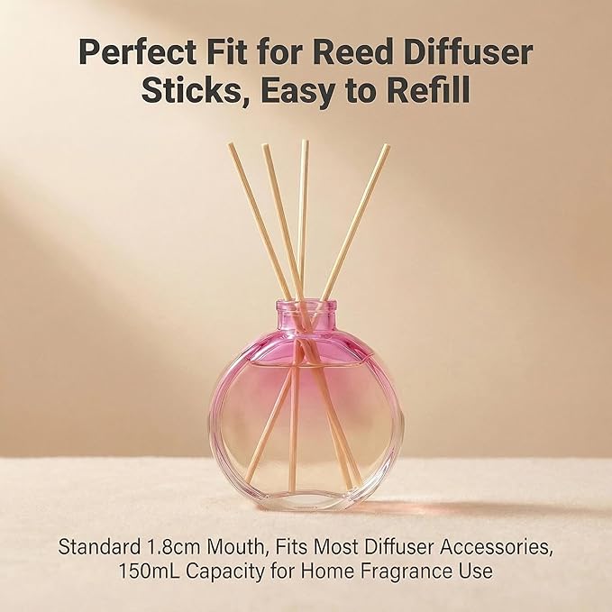 150ml/5oz Empty Glass Diffuser Bottle - Aromatherapy Storage Container & Fragrance Accessories - Use for DIY Replacement Diffuser Sticks Sets, Oils, Crafts & Decor (Purple)