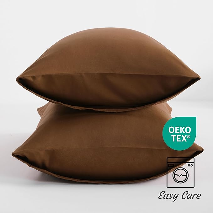 NTBAY King Pillow Cases Set of 2, 2 Pack Brushed Microfiber 20x36 Pillow Cases, Soft, Wrinkle, Fade, Stain Resistant Brown Pillow Cases with Envelope Closure, 20x36 Inches, Brown