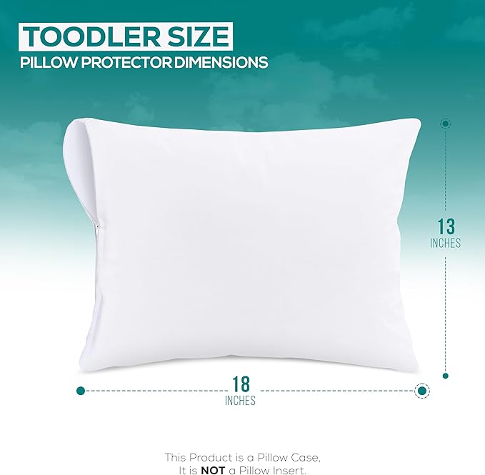 Set of 4 Pillow Protectors with Zipper Toddler Size, Bed Bug and Dust Mite Proof Pillow Covers, Ultra Soft Pillow Encasements, Moisture Wicking and Waterproof Pillow Cases by Utopia Bedding (White)