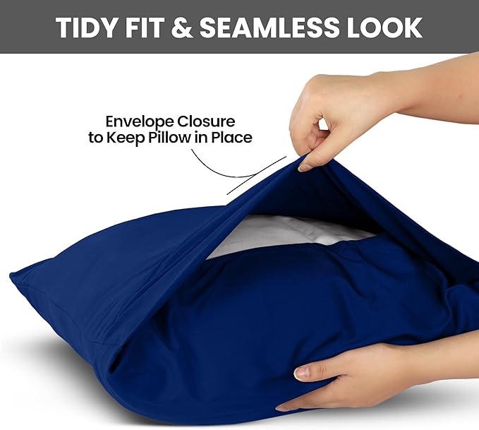 Utopia Bedding Standard Pillow Cases - 2 Pack - Envelope Closure - Soft Brushed Microfiber Fabric - Shrinkage and Fade Resistant Pillow Covers Standard Size 20 X 26 Inches (Standard, Royal Blue)