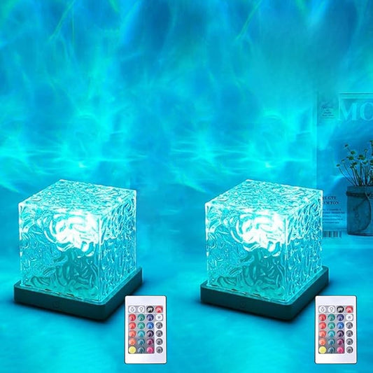 Ocean Wave Projector Light, 16 Color RGB Shower Lamp with Remote, 3D Water Ripple Night Light for Kids Room, Meditation, Yoga, Home Decor(2 Pcs)