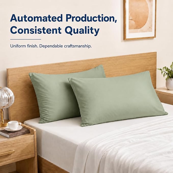 ZPECC Pillow Cases Queen Size Set of 4, 20x30 Envelope Closure Pillowcases, Soft Plain Brushed Microfiber Covers Hypoallergenic Breathable, Sage Green