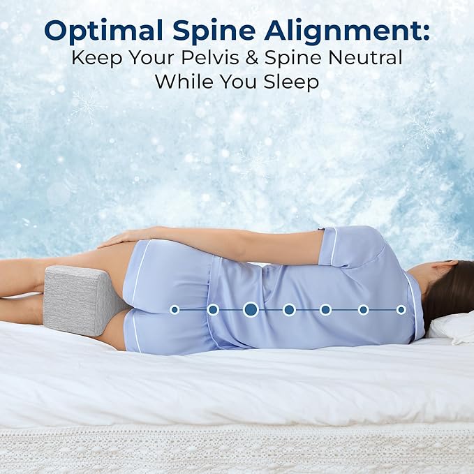 5 STARS UNITED Large Knee Pillow for Side Sleepers - Hip Pain Relief, Memory Foam Leg Cushion for Side Sleeping - Between Legs Pillow for Sciatica & Lower Back Pain, Arctic Gray