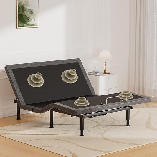 YCS yiree Massage-Enabled Model Adjustable Bed frame—Offers independent head and foot angle adjustment and massage, built-to-last, one-touch zero-gravity preset, and wireless remote control. (Twin XL)