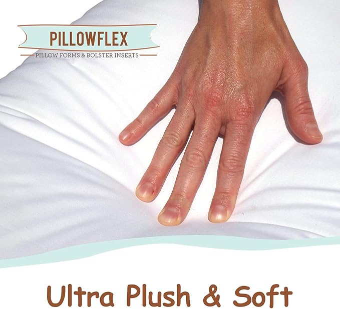 Pillowflex Synthetic Down Pillow Insert - 12x28 Down Alternative Pillow, Ultra Soft, Large Rectangle Body Sleeping Pillow, Lumbar, Long, Back - 1 Decorative Pillow Form