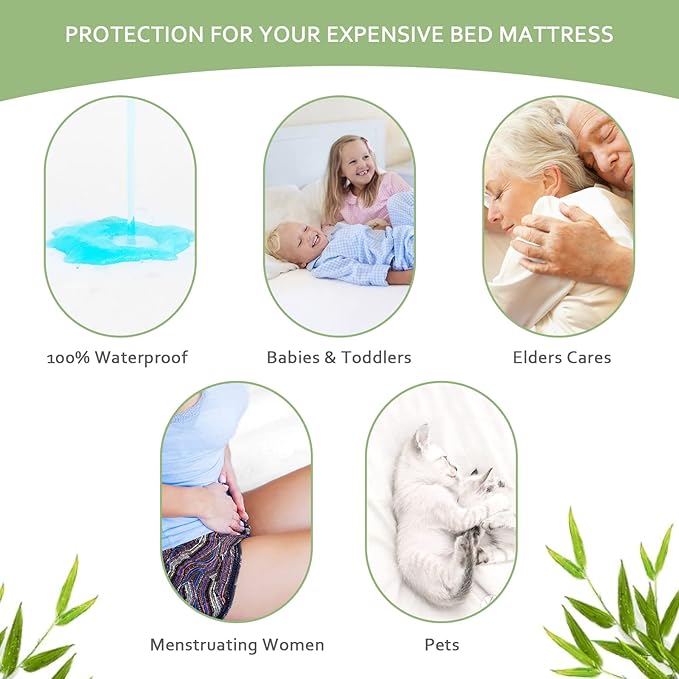 Full Size Mattress Protector, Skin Friendly and Breathable Mattress Cover, Viscose Jersey Double Bed Size Mattress Pad with 14" Deep Pocket
