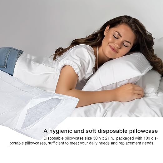 Disposable Pillow Case Covers(Pack of 100),Bulk Pillow Cases for Medical Hospital Travel,Paper Pillow Cases Disposable 21” Width x 30”Length (White)