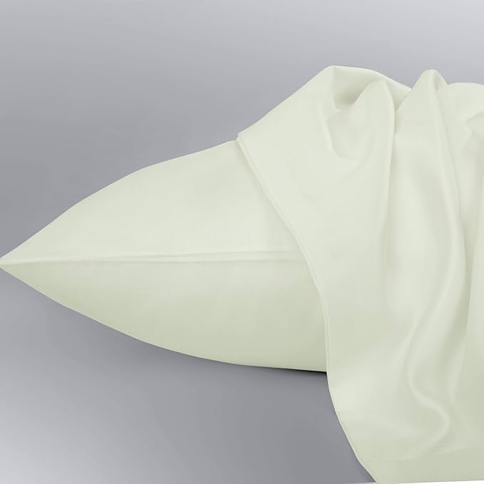 NTBAY Egyptian Cotton Queen Pillowcases - Set of 2, 500 Thread Count Cotton Pillowcases - Soft and Breathable Envelope Closure Pillow Cases - 20x30 Pillow Covers for Bed, Ivory