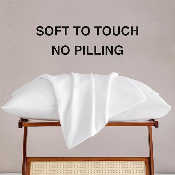 MINIPANDA White King Size Pillow Cases Set of 4 - Super Soft, Smooth and Breathable Pillow Cases King - Envelope Design - Machine Washable Lightweight (20X40 Inches (4 PIECE))