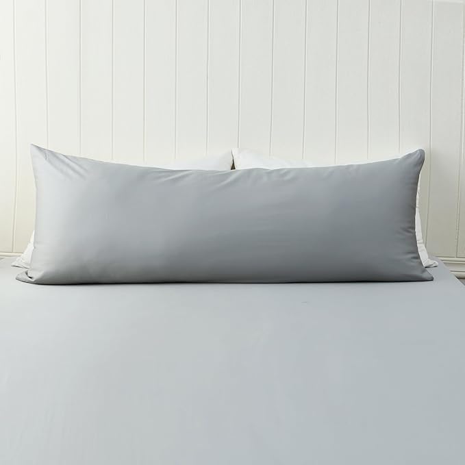 100% Cotton Soft Body Pillow Protectors with Invisible Zipper 20X54 Inches Body Pillow Cases, 600 Thread Count Soft Pillow Cases, Gray Color 1-Pack