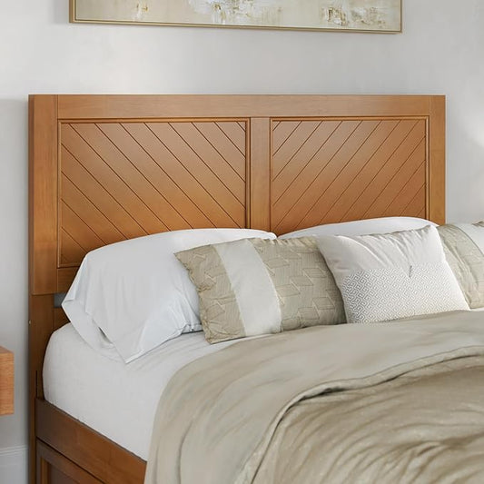 AFI, Canyon Queen Solid Wood Rustic Farmhouse Headboard, Light Toffee