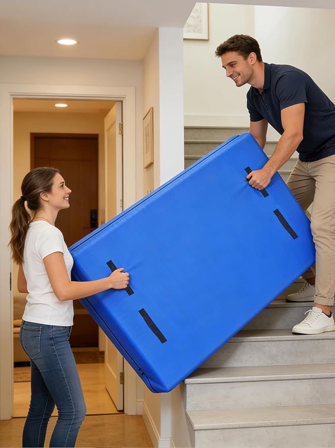 WTREE Double Shield Mattress Bag for Moving and Storage, 8 Reinforced Handles Mattress Cover with Internal Clear Mattress Protector, 170GSM Heavy Duty Tarp Mattress Mover Tool, Twin XL