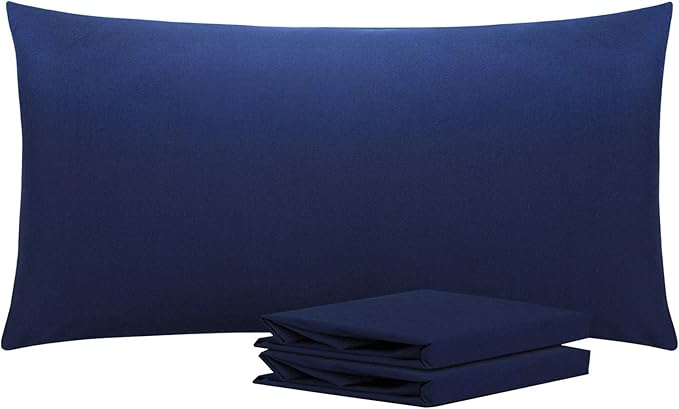 NTBAY King Pillowcase Set - 2 Pack Brushed Microfiber 20x40 Pillowcases - Soft, Wrinkle-Free, Fade-Resistant, Stain-Resistant, Navy Blue Pillowcases with Envelope Closure - 20x40 Inches, Navy Blue