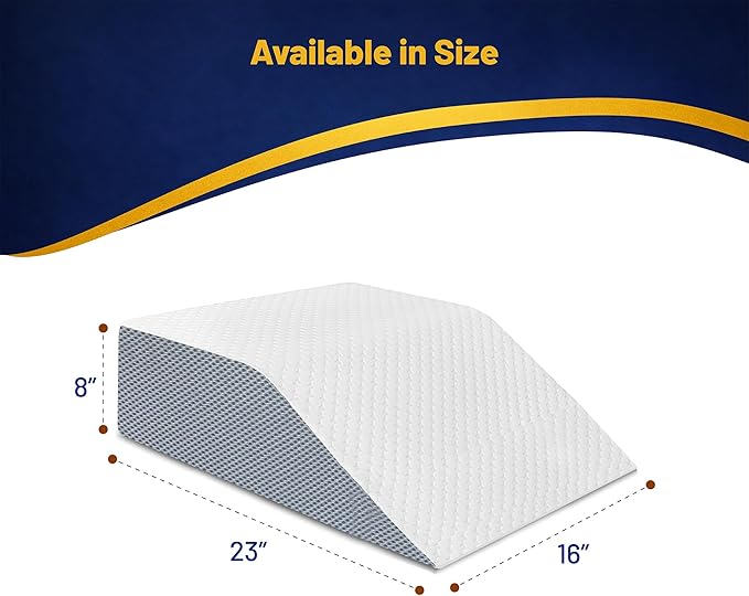 Greaton, Leg Wedge Elevation Pillow for Blood Circulation | Relieved & Recovers Foot and Ankle Injuries | Pillows for Swelling | Multi-Purpose | Chic Jacquard Cover, 8”x16”x23”, White