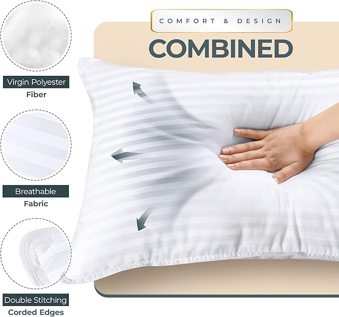 Utopia Bedding Bed Pillows for Sleeping King Size (White), Set of 2, Down Alternative Pillow for Sleeping, Cooling Hotel Quality Pillow Set for Back, Stomach or Side Sleepers