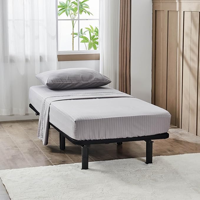 Kingnex Striped 30x75 Cot Size RV Bunk Sheets Set for Narrow Twin Bed Soft Brushed 1800 Microfiber 3 Piece Bedding Set Includes 1 Fitted Sheet 1 Flat Sheet 1 Pillowcase Grey