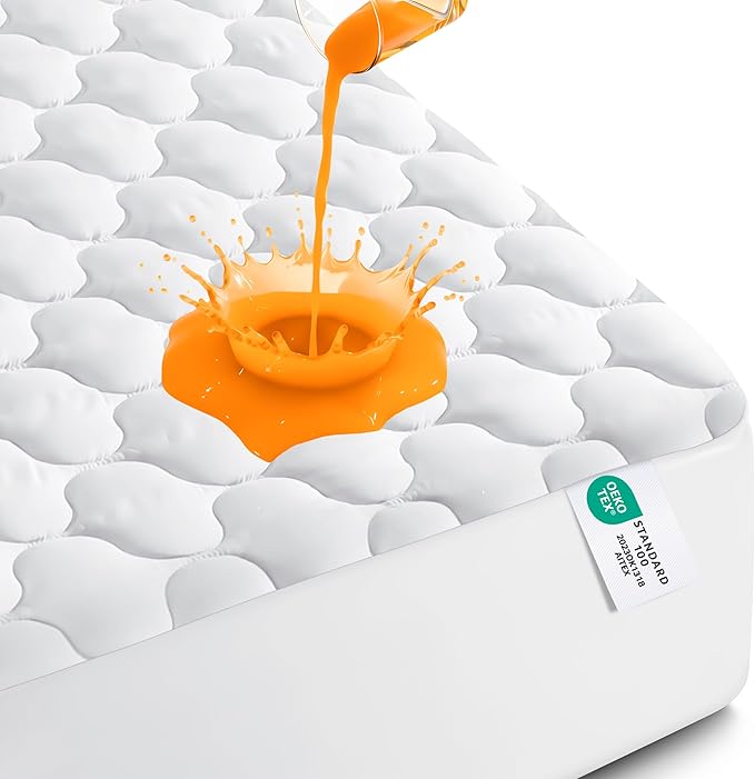 Utopia Bedding Waterproof Mattress Protector, Twin XL Mattress Pad, Noiseless Quilted Fitted Cover with Deep Pocket Stretches up to 16 Inches (White)