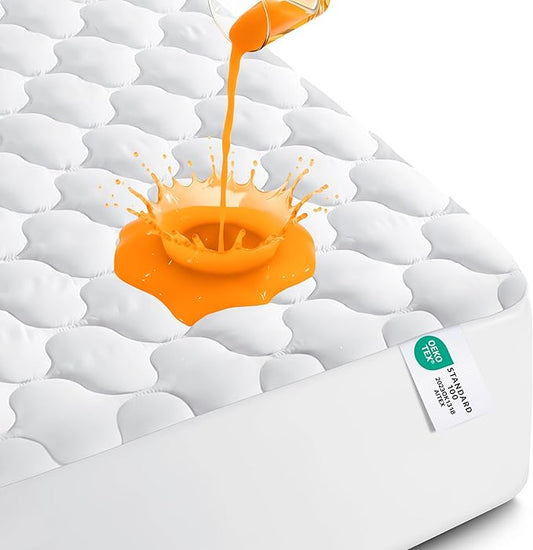 Utopia Bedding Waterproof Mattress Protector, King Mattress Pad, Noiseless Quilted Fitted Cover with Deep Pocket Stretches up to 16 Inches (White)