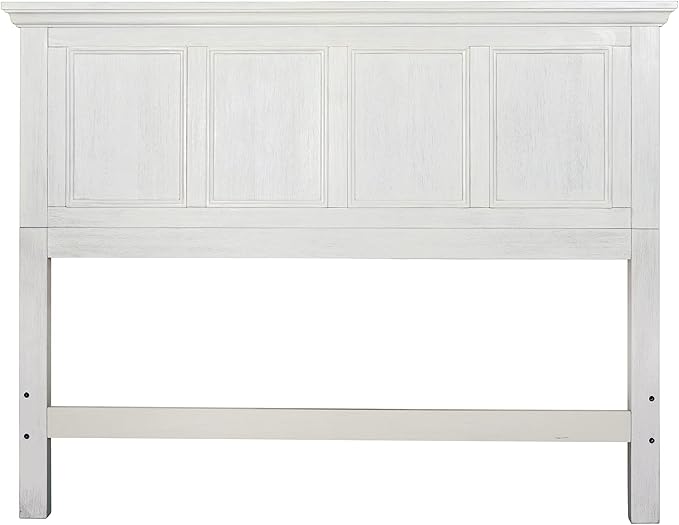 OSP Home Furnishings Farmhouse Basics Queen Headboard Only, Rustic White Finish