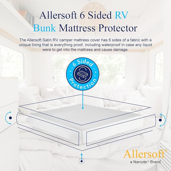 RV 6 Sided Zippered Mattress Protector with Secure Locking Zipper for 35x79 RV Bunk. Creates a Natural Seal Around Your Mattress from Dust, Pet Dander, Pollen, Liquids & More. Oeko-Tex Certified