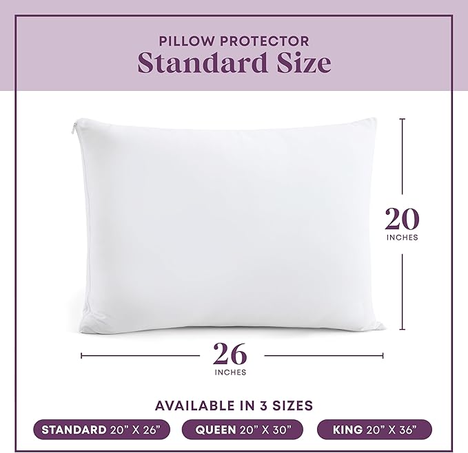 CirclesHome Pillow Protectors 4 Pack Standard Zippered - 100% Cotton Breathable Pillowcases - Protects Pillows from Dirt, Dust and Debri (Standard - Set of 4 - 20x26)