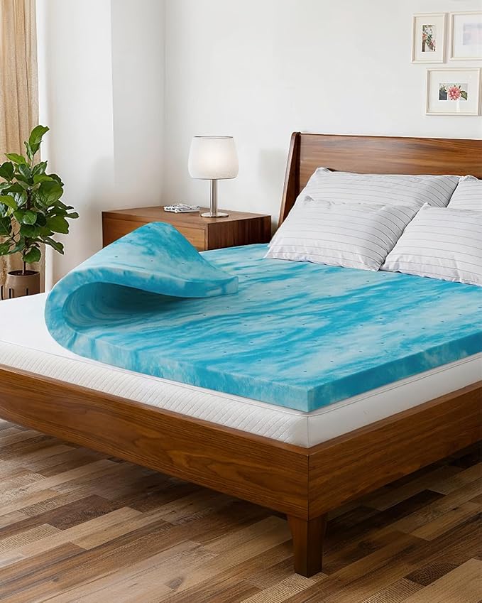 2 Inch Queen Memory Foam Mattress Topper - Cooling Gel Infused Bed Topper - Soft Ventilated Mattress Pad for Pressure Relief & Pain-Free Sleep - CertiPUR-US & Oeko-TEX
