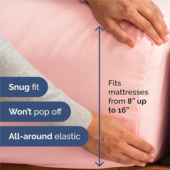 Split King 7 Piece Sheet Set - Comfy, Breathable & Cooling - Soft Hotel Luxury Bedding for Women, Men, Kids, Teens and Children - 1 Flat & 2 Fitted Sheets & 4 Pillowcases with Deep Pockets - Baby Pink