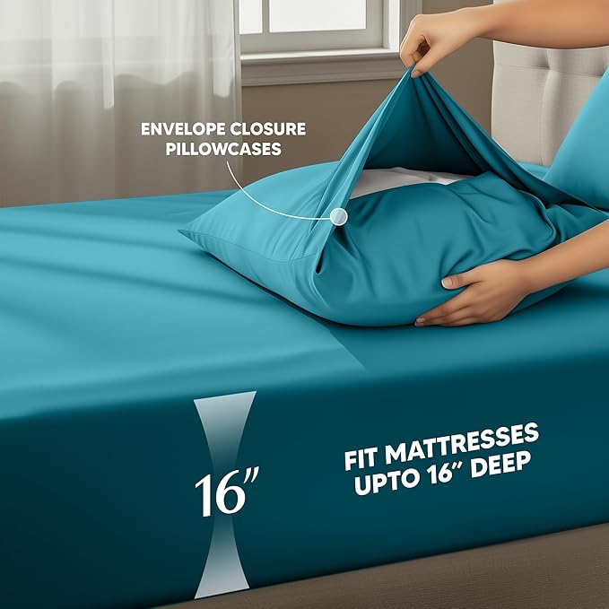 Utopia Bedding Twin XL Sheet Set – 3 Piece Bed Sheets for Twin XL Size Bed, Soft and Breathable Microfiber, Includes 1 Fitted Sheet, 1 Flat Sheet and 1 Pillowcase – Oeko Tex (Denim Blue)