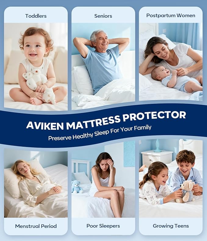 Waterproof Mattress Protector Full Size, Soft Breathable Mattress Pad with Deep Pocket 8"-21", Noiseless 3D Air Fabric Cooling Mattress Cover for Bed, Machine Washable, Grey
