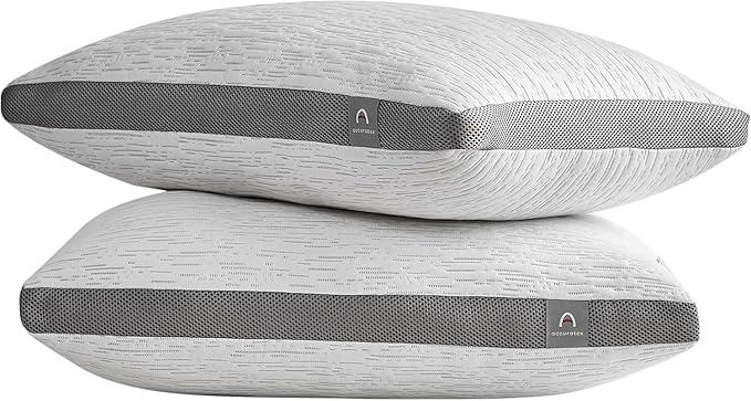 ACCURATEX Pillows King Size Set of 2, Rayon Derived from Bamboo Removable Cover, Shredded Memory Foam Pillow with Down Alternative Fill (Adjustable), Supportive Pillows for Side Back Sleepers