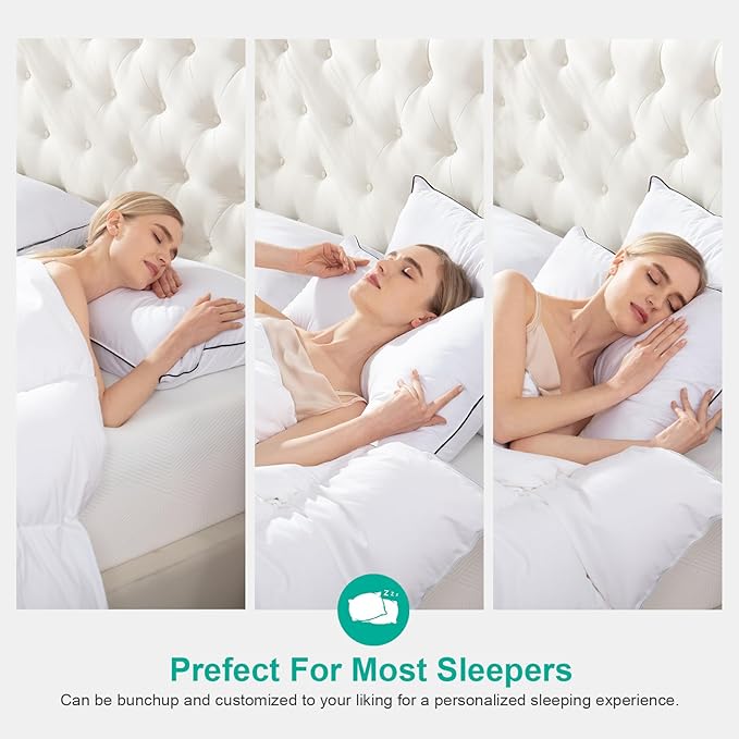 APSMILE Medium Firm Feathers Down Pillow Queen Size Set of 2, Luxury Feathers Pillow for Sleeping, 100% Organic Cotton Cover Hotel Bed Pillow for Side Sleeper (White, 20"x30")