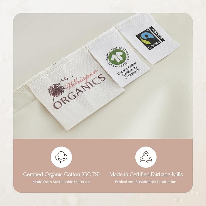Organic Cotton Pillow Protector - 100% Waterproof Pillow Protector Standard Size GOTS & Fairtrade Certified - 140GSM Thicker Hypoallergenic Soft Breathable Cover with Edge Piping - 2 Pack (Standard)