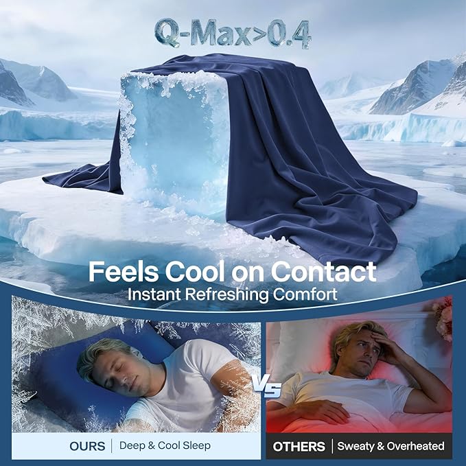 Premium Cooling Pillowcases King Size Set of 2 for Hot Sleepers&Night Sweats Beauty Sleep Reduces Wrinkles&Frizz Softer Than Silk Pillow Cover Oeko-TEX Certified RoyalBlue Breathable