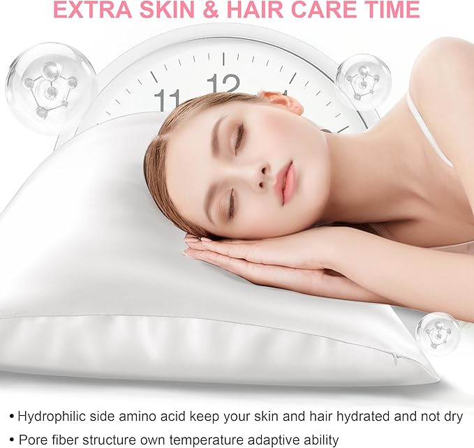 Silk Pillow Cases 2 Pack Standard Size with Hidden Zipper, Mulberry Silk Pillowcase for Hair and Skin, Smooth and Soft Breathable Cooling Silk Satin Pillowcase Set of 2, Gifts for Women，Ivory
