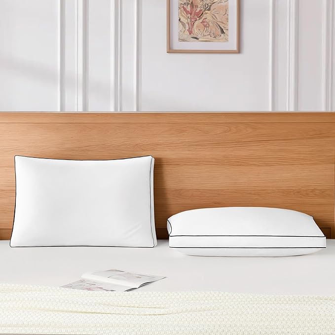 DOWNSTORIA Goose Feather Down King Bed Pillows 2 Pack, Luxury Hotel Collection Pillows Set of 2 with Gusset, Down Surrounded Pillow for Side and Back Sleepers, Gusseted Fluffy Pillows 20x36 in.