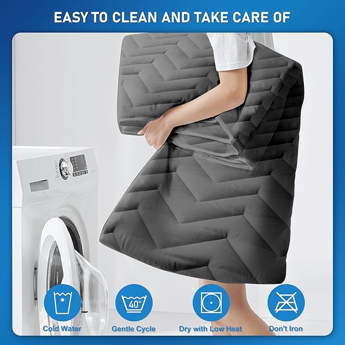 Unilibra Twin XL Size Mattress Protector Waterproof Quilted, Fitted Mattress Pad with Breathable Ultra-Soft Filling, Deep Pocket Mattress Cover Fits 6"-19" Mattress, Grey