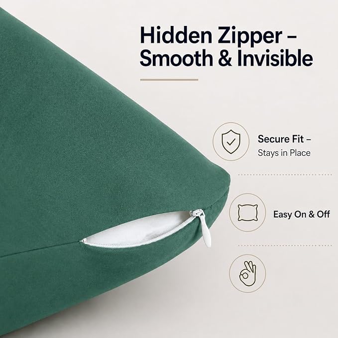 Evolive Ultra Soft Microfiber Body Pillow Cover/Pillowcases 21"x54" with Hidden Zipper Closure (21"x54" Body Pillow Cover, Evergreen)
