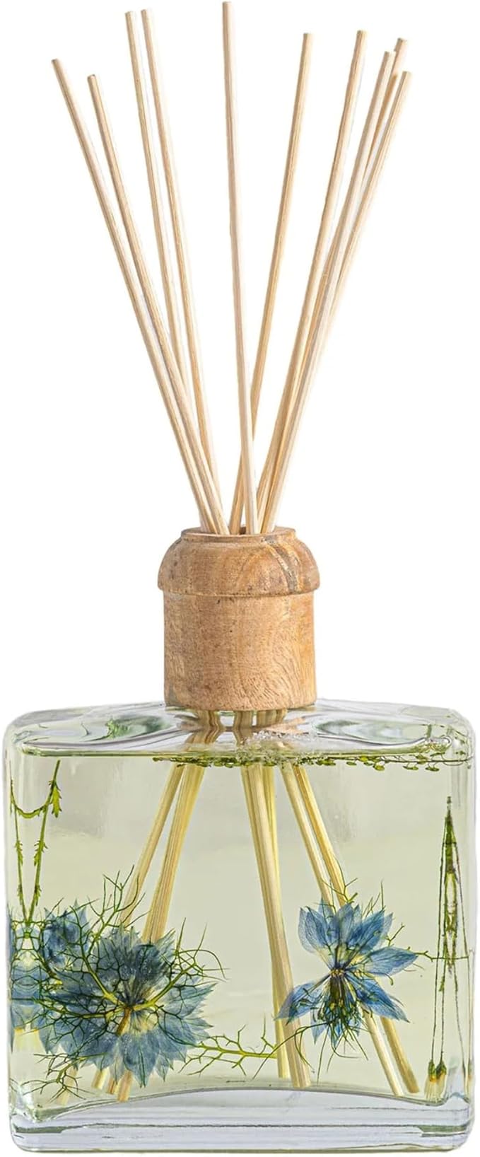 Rosy Rings Sea Salt Mist Signature Diffuser, Single Piece, 13 oz Lasts 9-12 Months Square Glass Reed with Floral Embedded Flowers Coastal Aroma, Bathroom Livingroom Spa Decor Luxury Gift