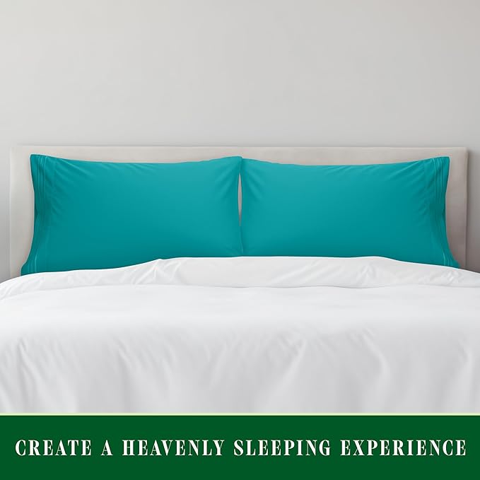 Elegant Comfort Luxury Ultra-Soft 2-Piece Pillowcase Set - 1500 Premium Hotel Quality Microfiber Double Brushed - Wrinkle Resistant, Standard/Queen, Turquoise