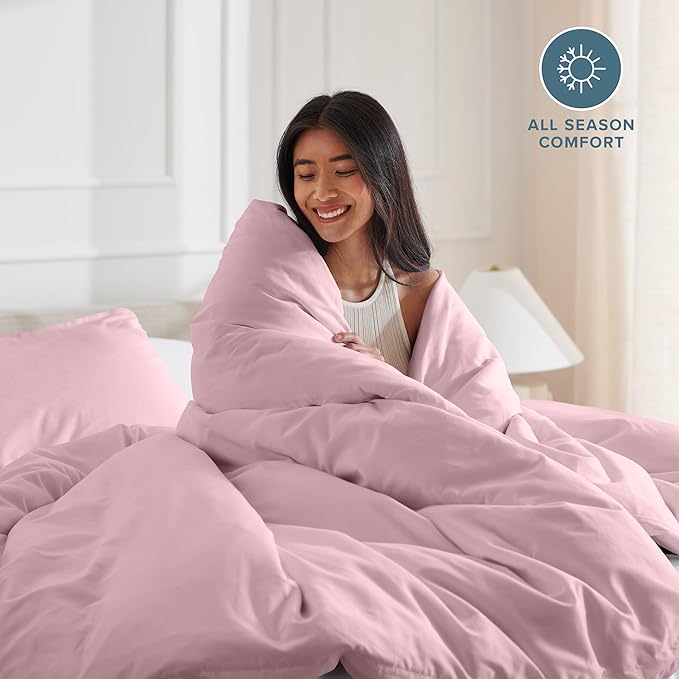 Bare Home Bedding Duvet Cover King Size - Premium 1800 Super Soft Collection - Lightweight, Cooling - Soft Breathable Bedding Duvet Cover (King, Dusty Pink)