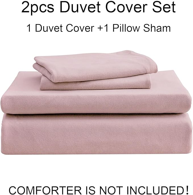 PURE ERA Jersey Knit Duvet Cover Set 100% T-Shirt Cotton Super Soft Comfy 3pc Bedding Set with Zipper Closure (Solid Light Pink,King, 104'' x 90'')