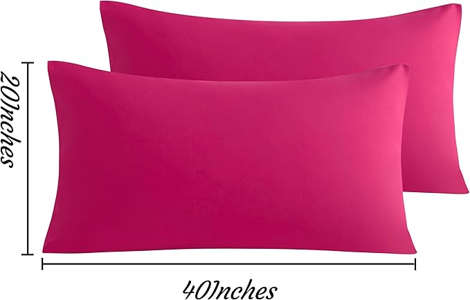 NTBAY King Pillow Cases Set of 2, 2 Pack Brushed Microfiber 20x40 Pillow Cases, Soft, Wrinkle, Fade, Stain Resistant Magenta Pillow Cases with Envelope Closure, 20x40 Inches, Magenta