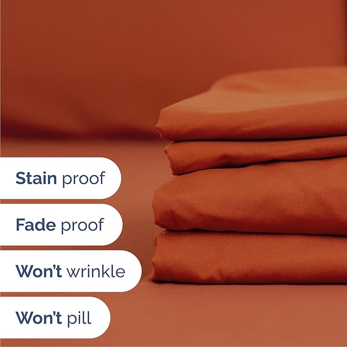Cal King 6 Piece Sheet Set - Comfy, Breathable & Cooling - Soft Hotel Luxury Bedding for Women, Men, Kids, Teens and Children - 1 Flat & 1 Fitted Sheet & 4 Pillowcases with Deep Pockets - Terracotta